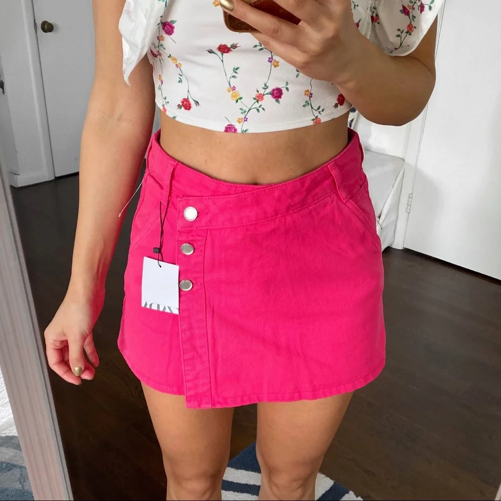 💞 ZARA HOT PINK DENIM COTTON SKORT! - Picture 4 of 12
